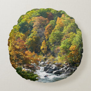 Herbstfarben im Ohiopyle State Park Rundes Kissen