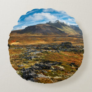Herbstfarben in der Landschaft Rundes Kissen