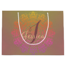 Herbstfarben-Mandala-Monogram-Geschenktasche