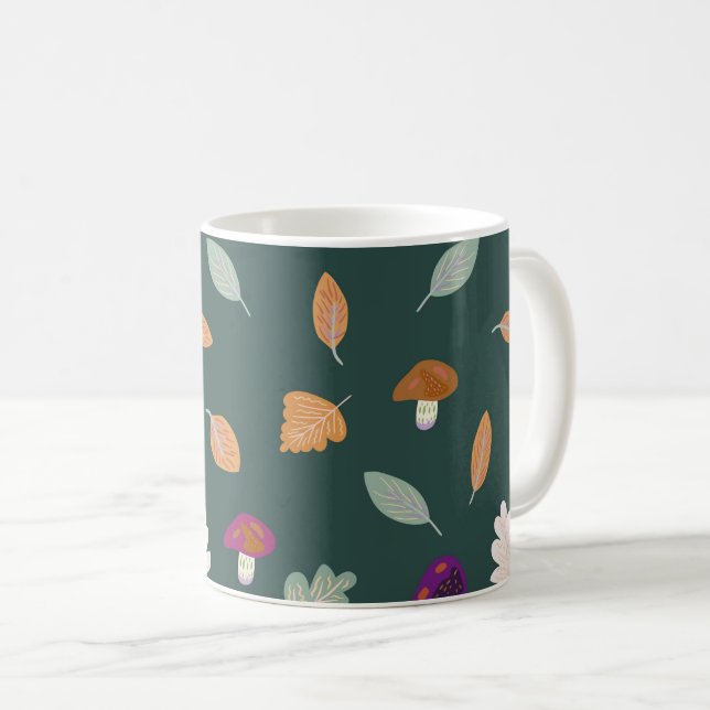 Herbstfarben mit Blätter und Mushroom-Muster Kaffeetasse (VorderseiteRechts)
