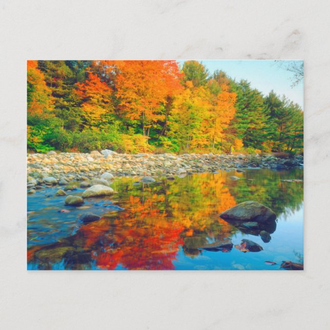 Herbstfarben reflektieren in einem Fluss in Vermon Postkarte (Vorderseite)