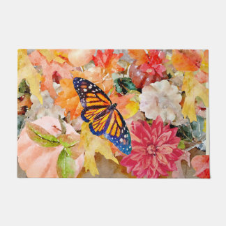 Herbstfarben und Schätze mit Monarchschmetterling Fußmatte