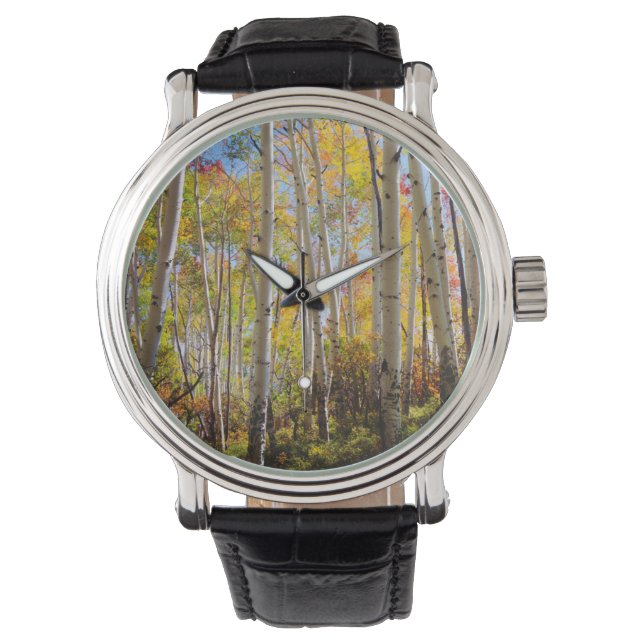 Herbstfarben von Aspen 5 Armbanduhr (Vorderseite)