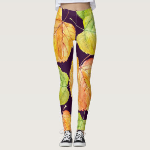Herbstfarbene Aquarellblumen, nahtloses Muster. Leggings