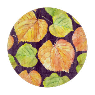 Herbstfarbene Aquarellblumen, nahtloses Muster. Schneidebrett