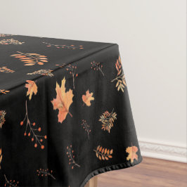Herbstfarbene Blätter Berries Black Tischdecke
