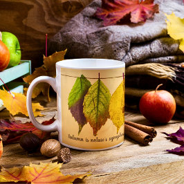 Herbstfarbene Blätter Inspiration Zitat Kaffeetasse