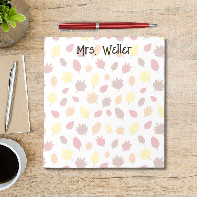 Herbstfarbene Blätter Saisonlehrer Notizblock (Von Creator hochgeladen)