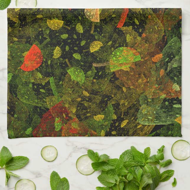 Herbstfarbenes Dekordesign Geschirrtuch (Gefaltet)