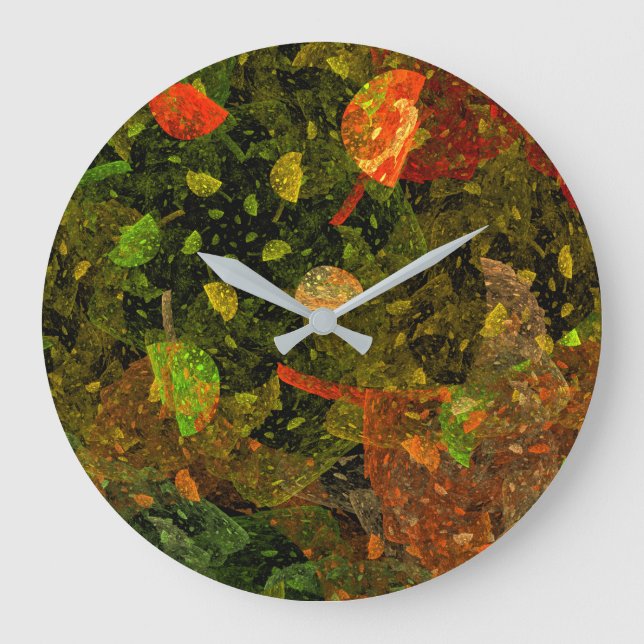 Herbstfarbenes Dekordesign Große Wanduhr (Vorderseite)