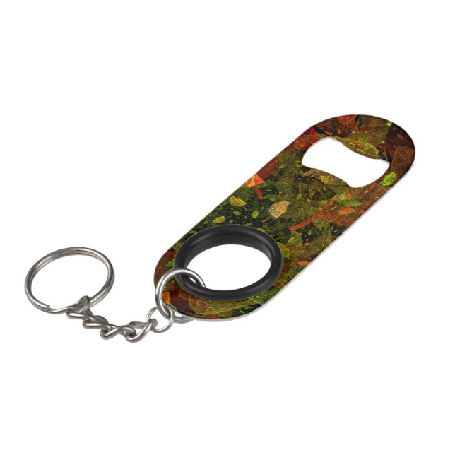 Herbstfarbenes Dekordesign Mini Flaschenöffner (Vorderseite Schrägansicht)