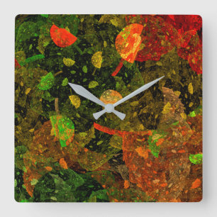 Herbstfarbenes Dekordesign Quadratische Wanduhr