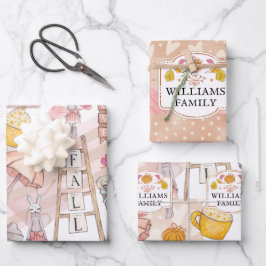 Herbstfarbenfall Personalisiert Familienname Geschenkpapier Set