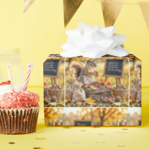 Herbstfarm mit Eichhörnchen Geschenkpapier