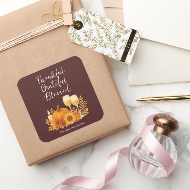 Herbstfest - Eleganter Gold Erntedank Quadratischer Aufkleber (Schenken)