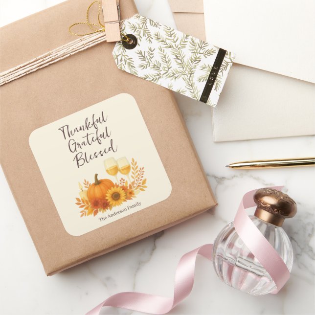 Herbstfest - Eleganter Gold Erntedank Quadratischer Aufkleber (Schenken)