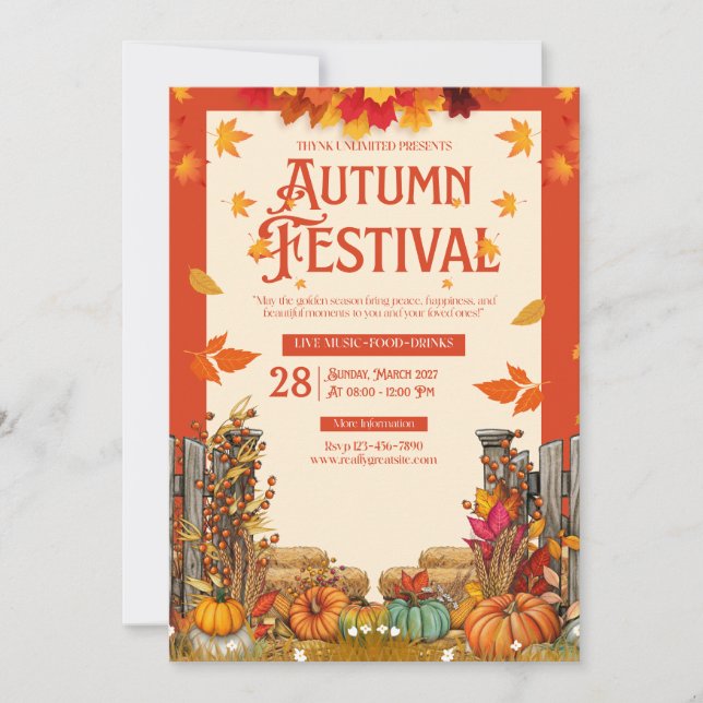 Herbstfest Ernteparty Kunst Einladung (Vorderseite)