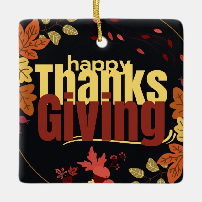 "Herbstfest: Feiern Sie Erntedank mit uns" Keramikornament (Vorderseite)