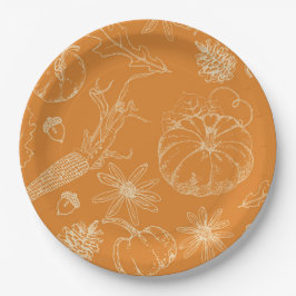 Herbstfest Sketch in Orange Pappteller