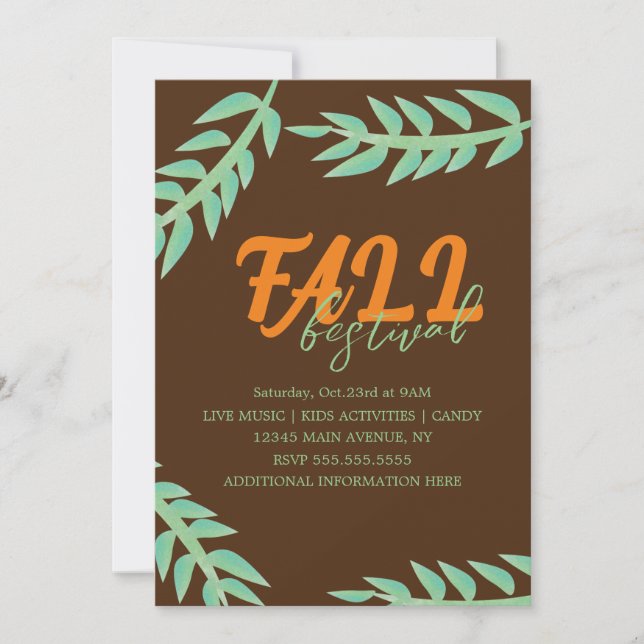 Herbstfestival Grüner Flyer Einladung (Vorderseite)