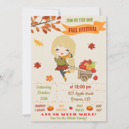 Herbstfestival Party lädt Herbstmädchen ein Einladung