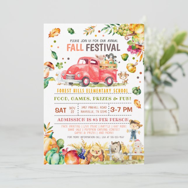 Herbstfestival Pumpkin Truck Einladung (Stehend Vorderseite)