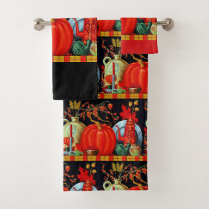Herbstfestliche antike Malerei Pumpkin Dekoration Badhandtuch Set