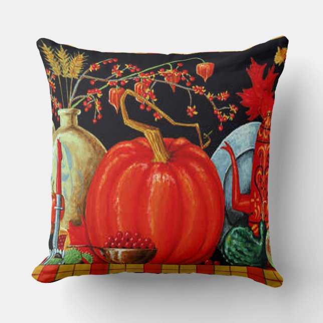 Herbstfestliche antike Malerei Pumpkin Dekoration Kissen (Vorderseite)