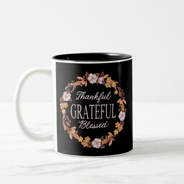 Herbstfeuer dankbar dankbar, gesegnet zweifarbige tasse (Links)