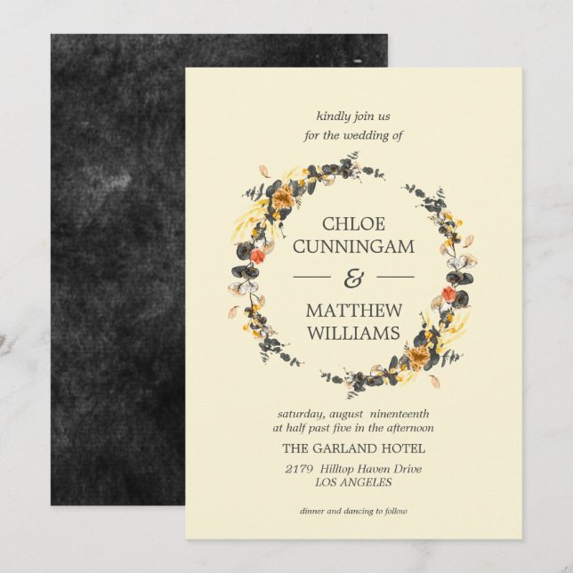 Herbstfeuer | Moderne Hochzeit Einladung (Vorne/Hinten)