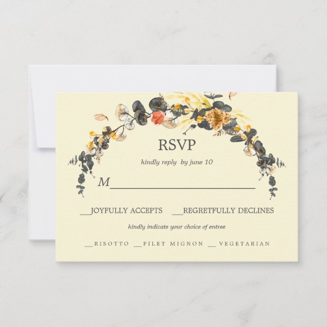 Herbstfeuer | Moderne Wahl des RSVP-Hochzeitessens RSVP Karte (Vorderseite)