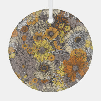 Herbstflora und Fauna: 70er Retro Ornament Aus Glas