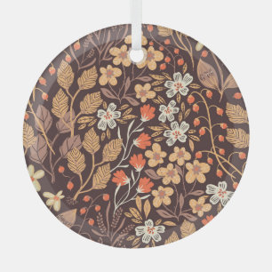 Herbstflora: Vintages nahtloses Muster Ornament Aus Glas