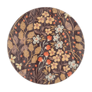 Herbstflora: Vintages nahtloses Muster Schneidebrett