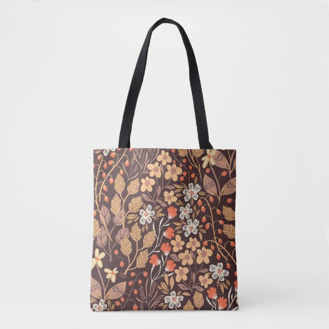 Herbstflora: Vintages nahtloses Muster Tasche (Vorderseite)