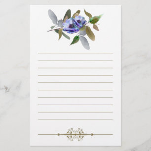 Herbstfloral in Olive und Lavendel Linken Briefpapier