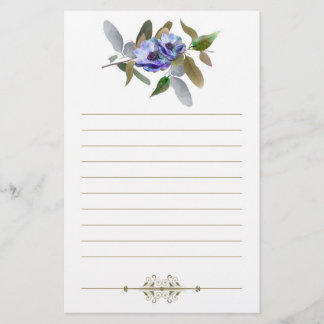 Herbstfloral in Olive und Lavendel Linken Briefpapier
