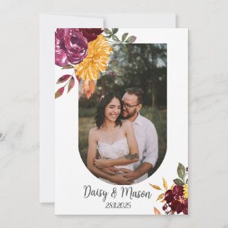 Herbstfloral mit BoId Aquarellblütenhochzeit Einladung