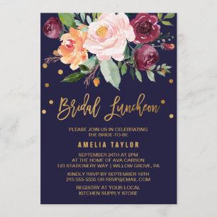 Herbstfloral mit Wreath Backing Bridal Luncheon Einladung