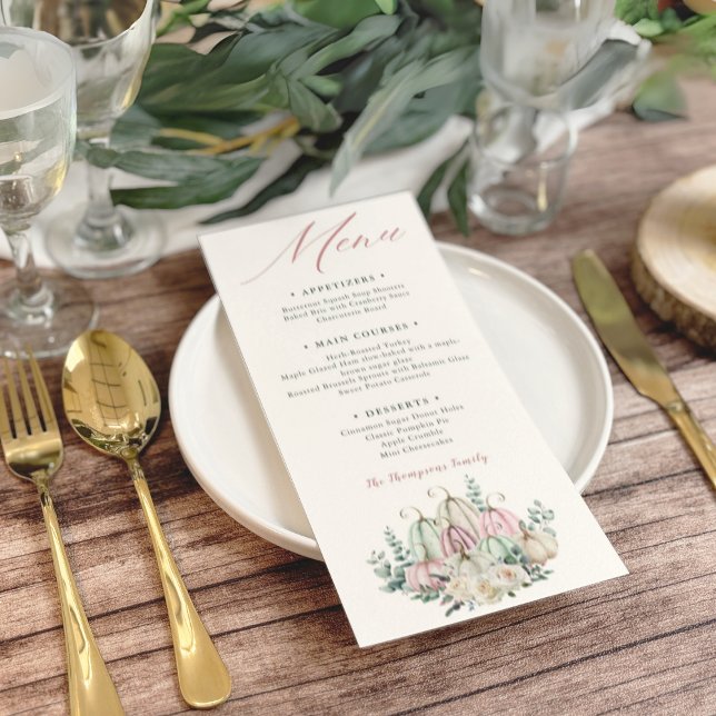 Herbstfloral Pumpkin Erntedank Dinner Menükarte (Von Creator hochgeladen)