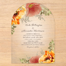 Herbstfloralbrurnt Orange Rustikale Hochzeit Acryleinladungen