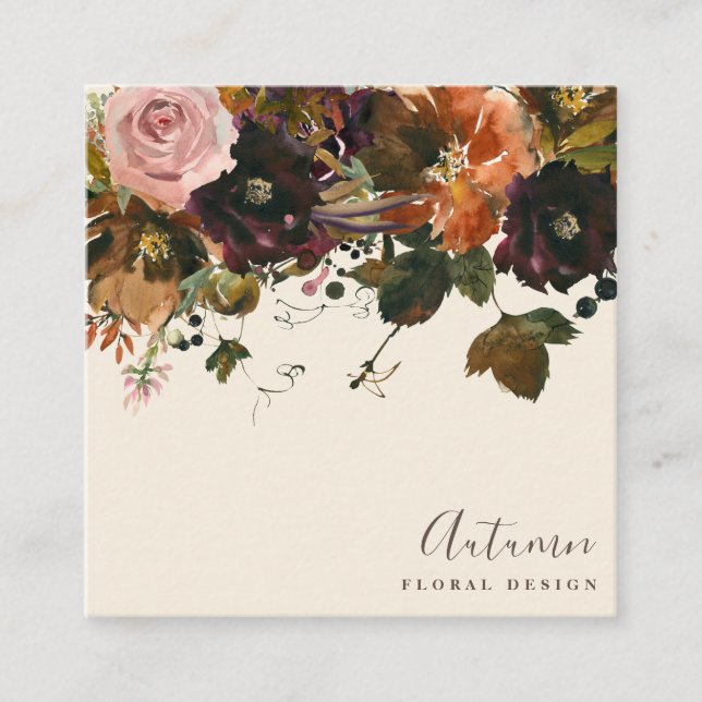 Herbstflorale Bouquet Design Square Visitenkarten Quadratische Visitenkarte (Vorderseite)