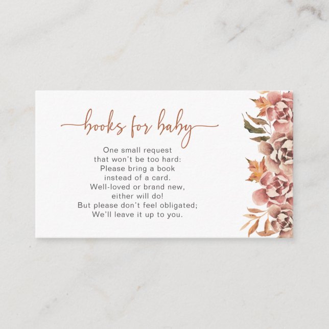 Herbstflorale Bücher für Kinder Begleitkarte (Vorderseite)