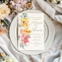 Herbstflorale Elegante Blume Hochzeit Einladung