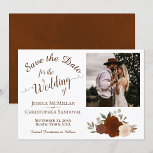 Herbstflorale Elegante Kalligraphie & Foto Hochzei Save The Date