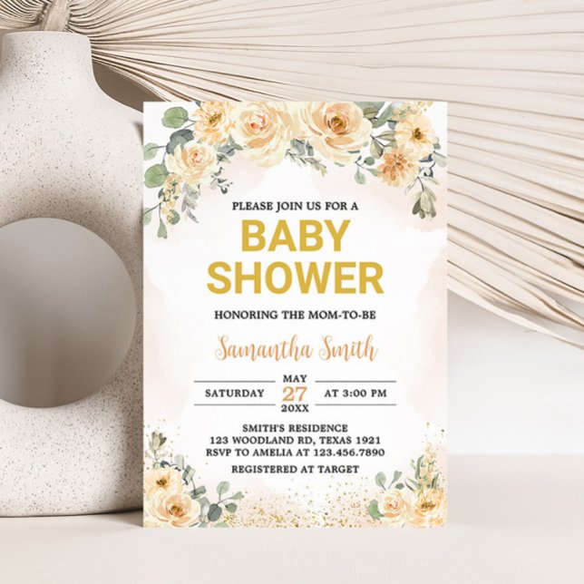 Herbstflorale Herbstdusche Einladung (Floral Autumn Baby Shower Invitation)