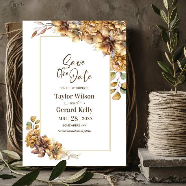 Herbstflorale Hochzeit Sichern Sie das Datum Save The Date (Von Creator hochgeladen)