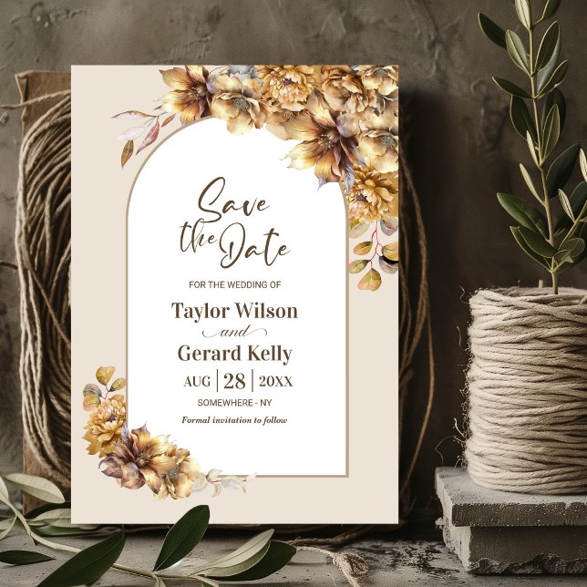 Herbstflorale Hochzeit Sichern Sie das Datum Save The Date (Von Creator hochgeladen)