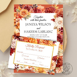 Herbstflorale Hochzeitkarte Begleitkarte