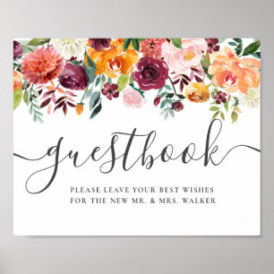 Herbstflorale Hochzeitshilfsbuch Poster